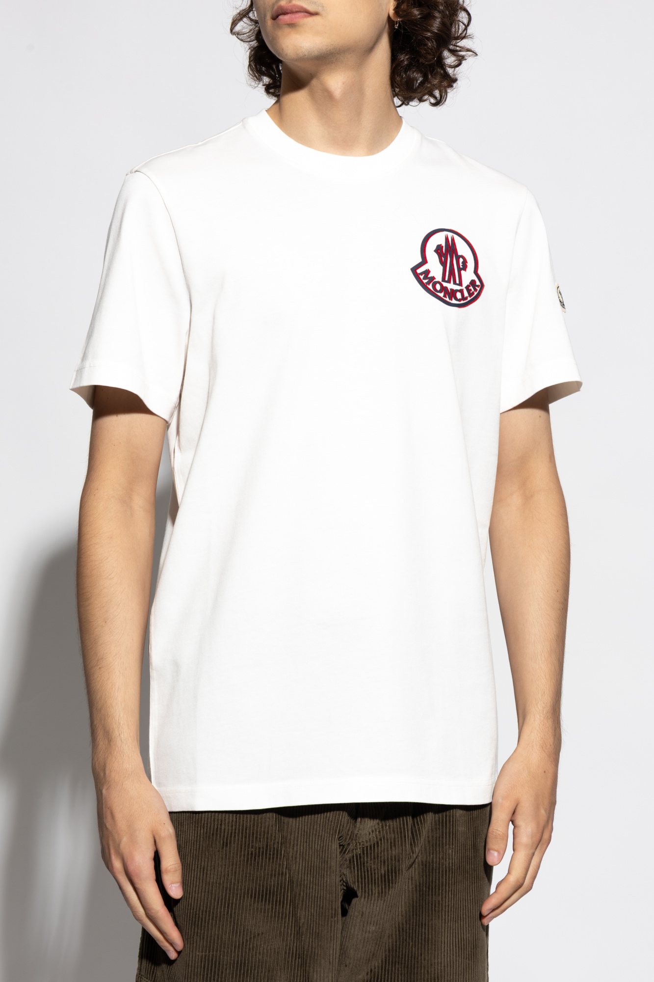 Biały T-shirt z nadrukowanym logo Moncler - Vitkac Polska